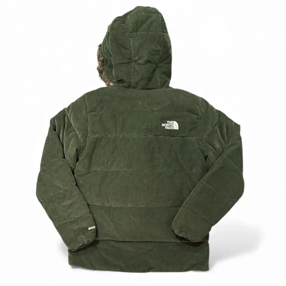 The North Face Kids Puffer Jacket in Green with Fur Hood - Picture 3 of 15